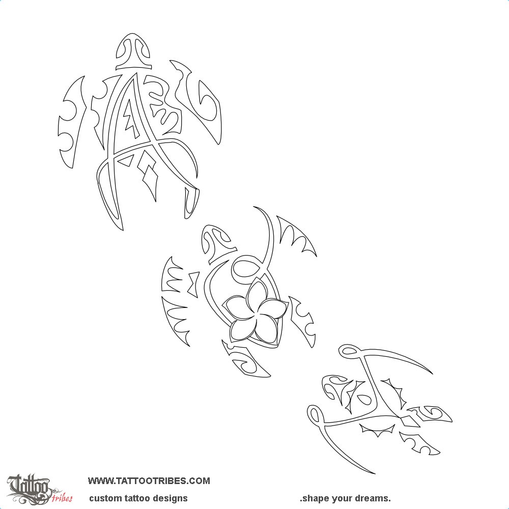 Stencil outline of AOM Turtles, Children downloadable hi-res tattoo stencil
