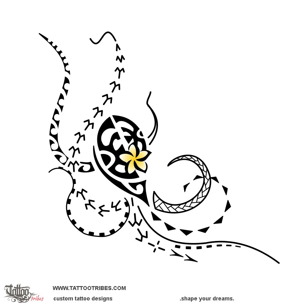 Tattoo image of He'e pa'i, Small octopus downloadable hi-res tattoo flash design