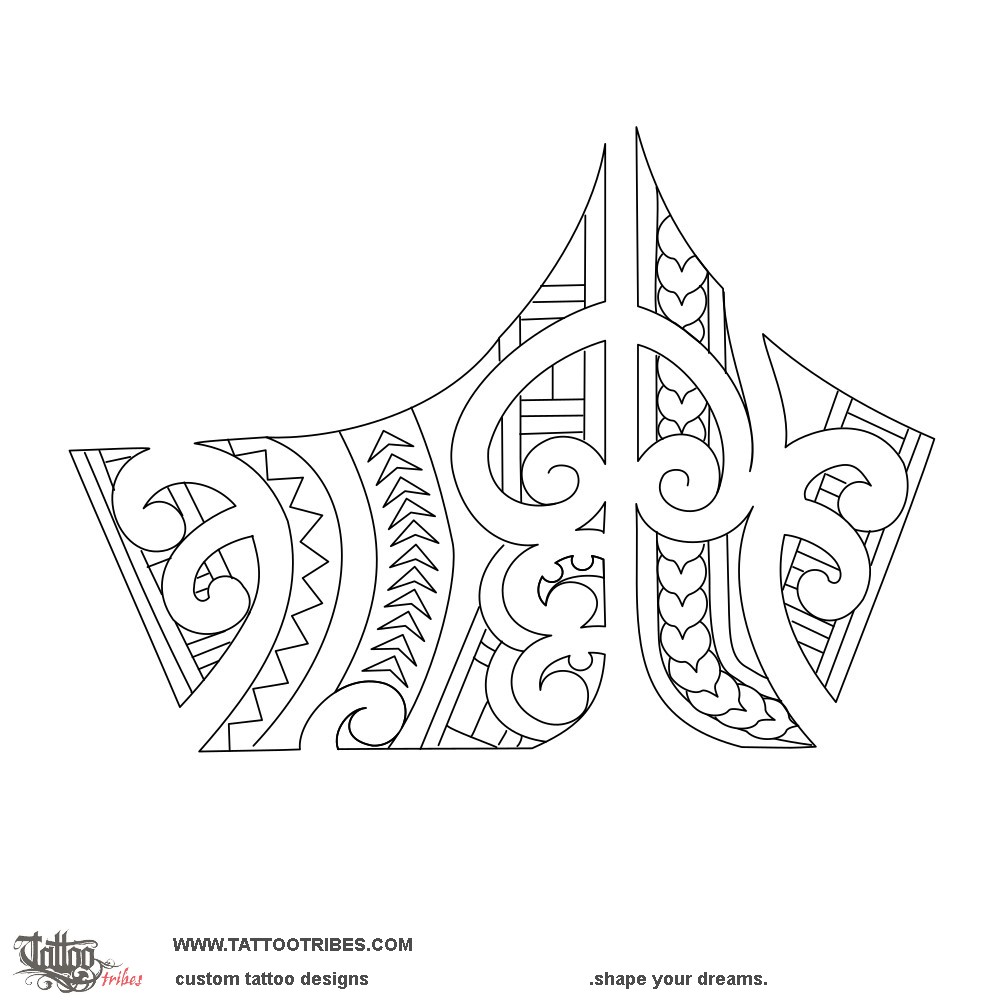 Stencil outline of Ruruku a whanau, Family union downloadable hi-res tattoo stencil