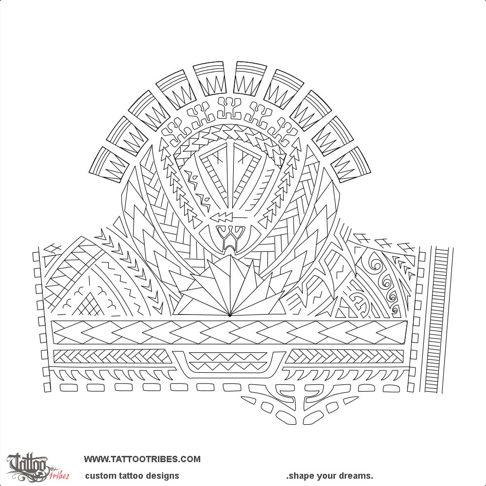 Stencil outline of Taitai, Leader, to guide downloadable hi-res tattoo stencil