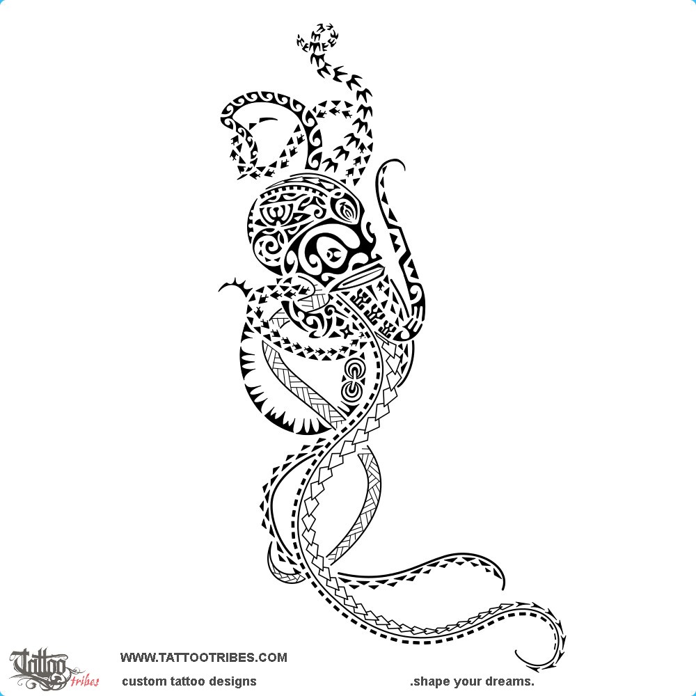 Tattoo image of Te fee, Octopus downloadable hi-res tattoo flash design