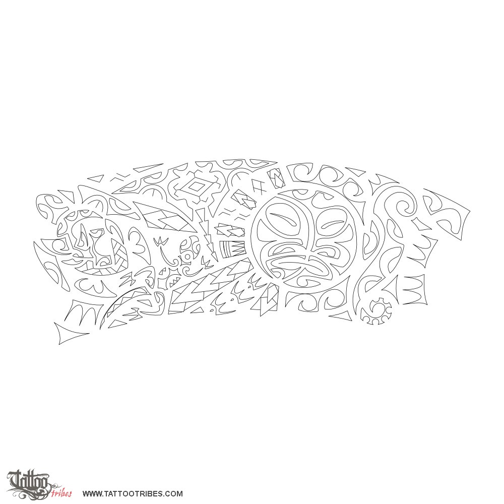 Stencil outline of Ra-marama, Sun-moon downloadable hi-res tattoo stencil