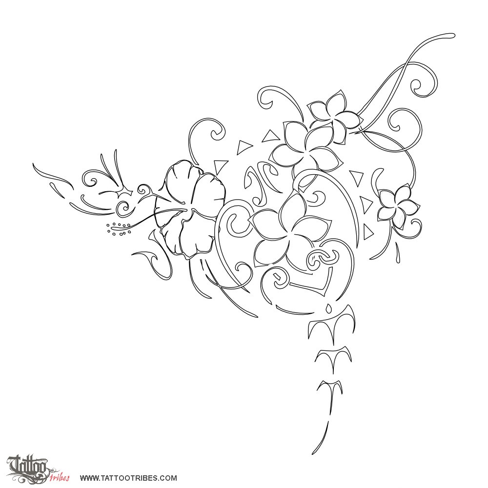 Stencil outline of Floral manta, Live the moment downloadable hi-res tattoo stencil