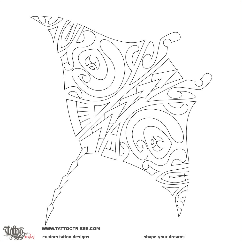 Stencil outline of Fāfāpiti, Manta ray downloadable hi-res tattoo stencil
