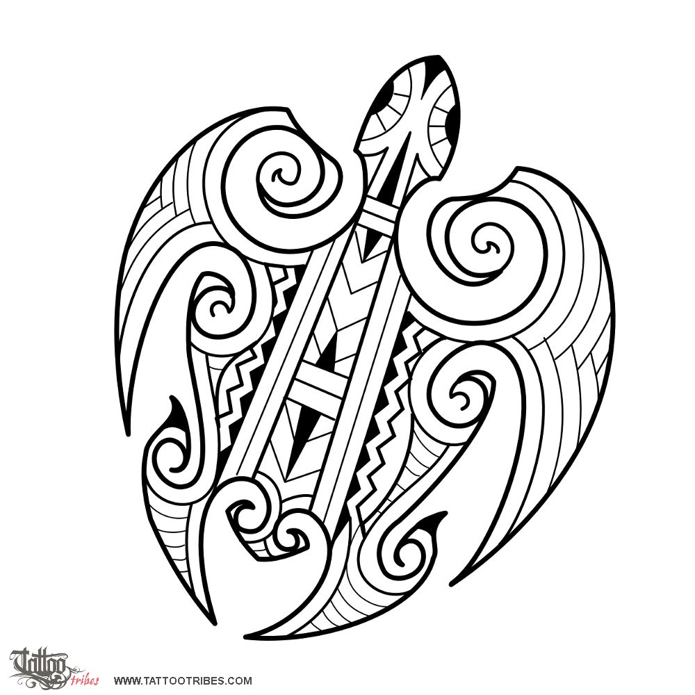 Tattoo image of Maori turtle, Navigator downloadable hi-res tattoo flash design