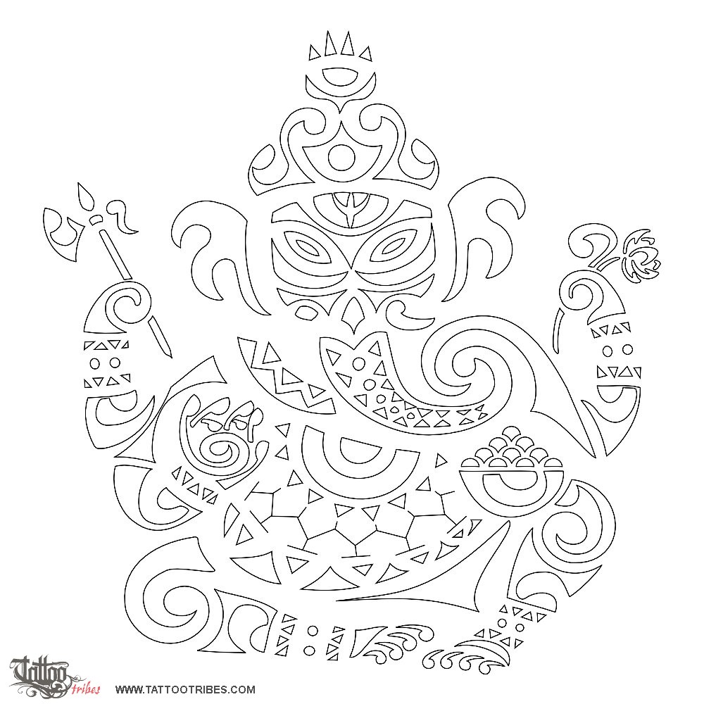 Stencil outline of Ganesha, Prosperity, luck downloadable hi-res tattoo stencil