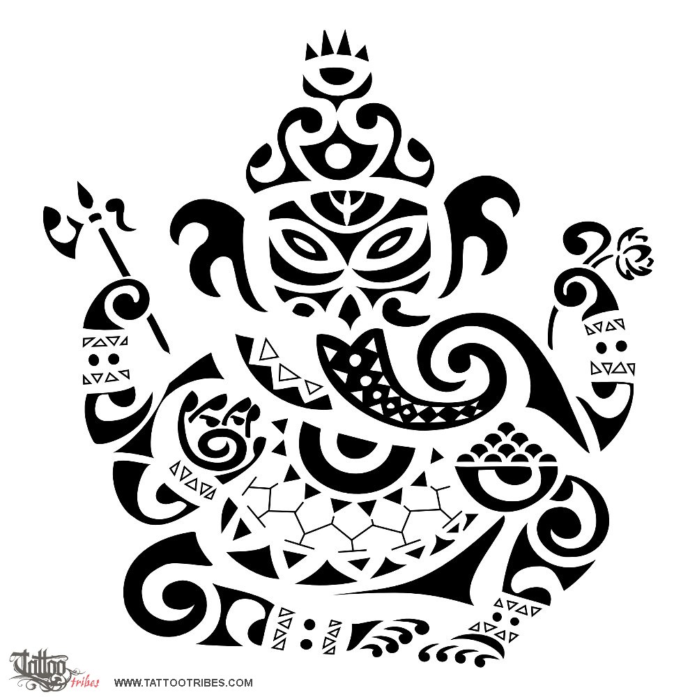 Tattoo image of Ganesha, Prosperity, luck downloadable hi-res tattoo flash design