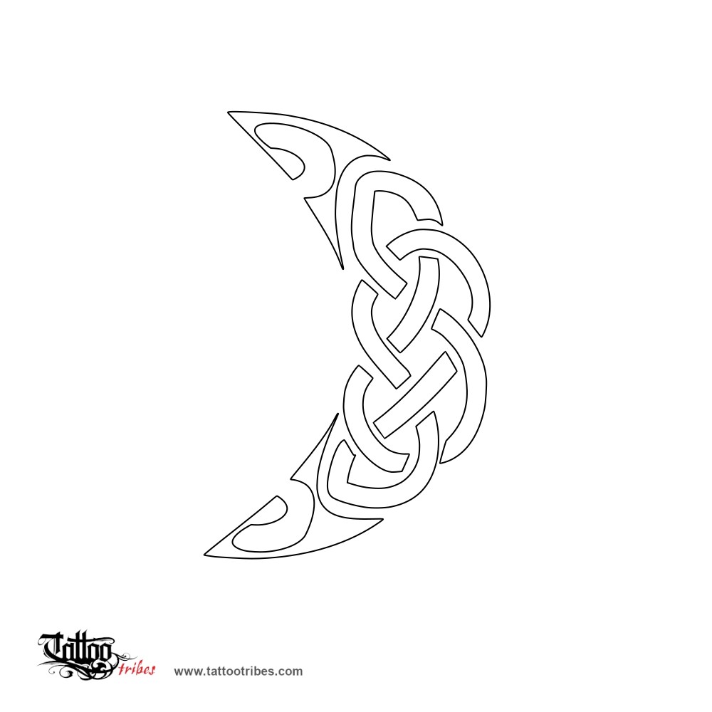 Stencil outline of Star and moon, Femininity downloadable hi-res tattoo stencil