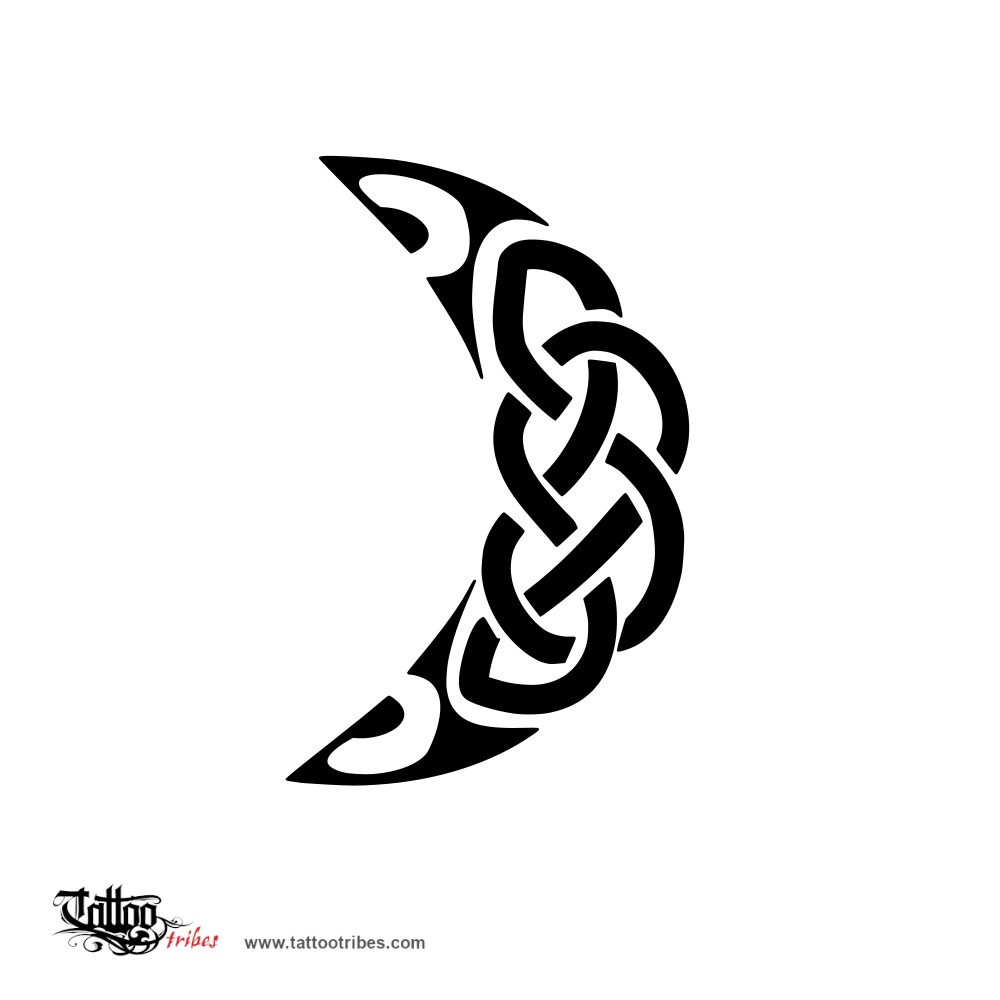 Tattoo image of celtic moon, Femininity downloadable hi-res tattoo flash design