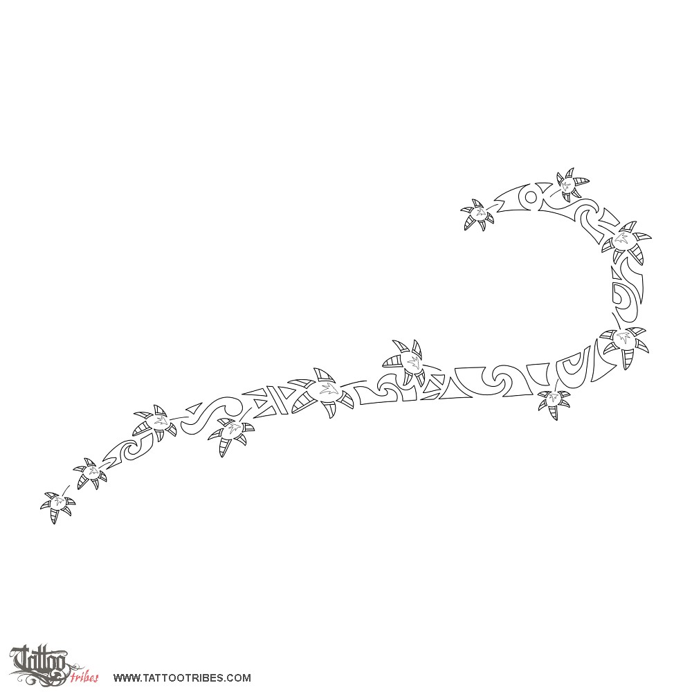 Stencil outline of Polynesian ivy, Fidelity, tenacity downloadable hi-res tattoo stencil