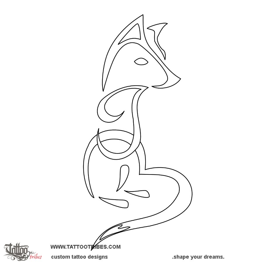 Stencil outline of A+I+M fox, Union downloadable hi-res tattoo stencil
