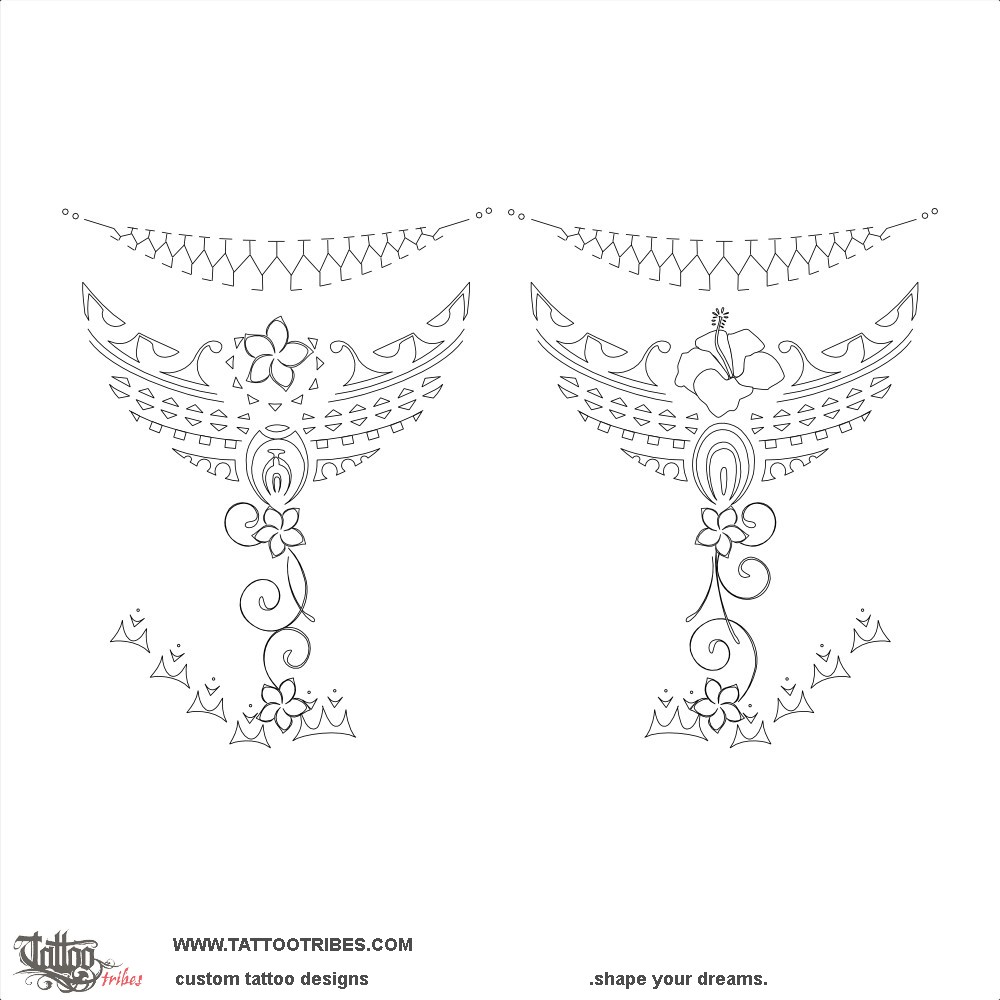 Stencil outline of Top of foot, Beauty downloadable hi-res tattoo stencil