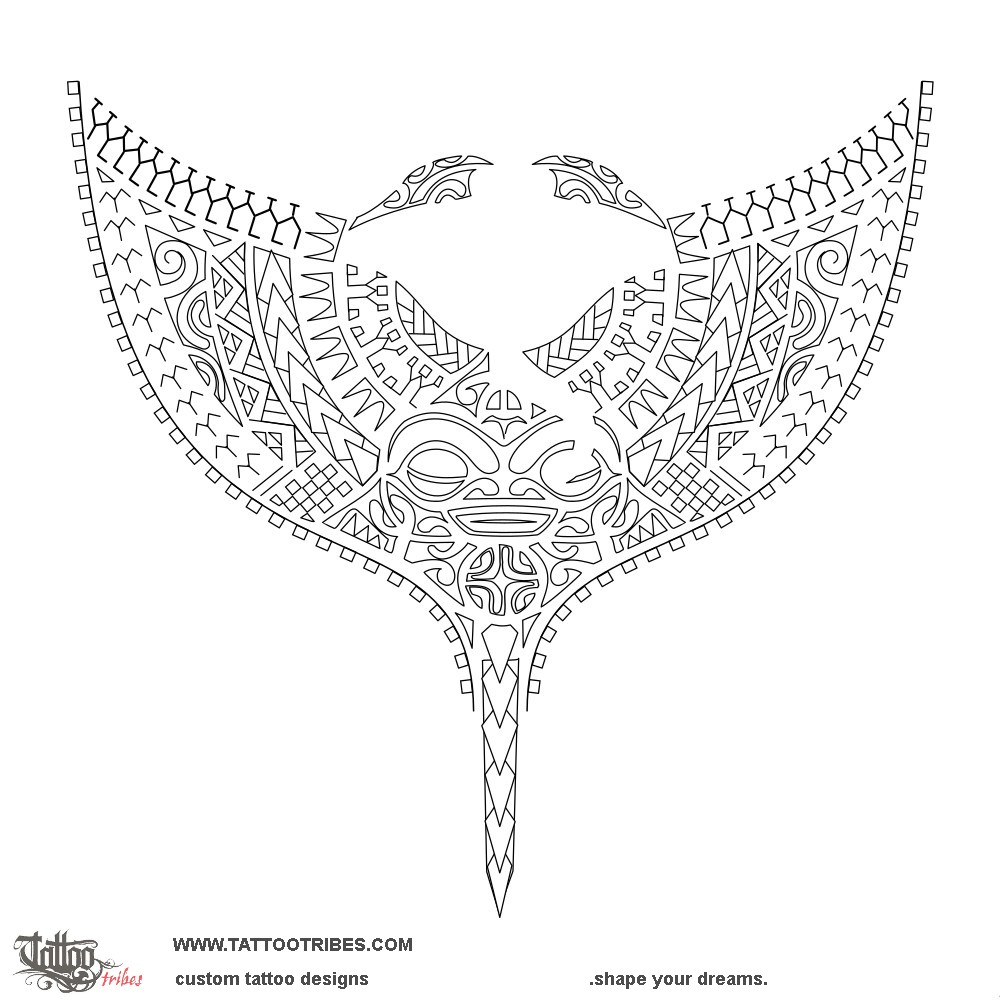 Stencil outline of Hoeana, Paddling downloadable hi-res tattoo stencil