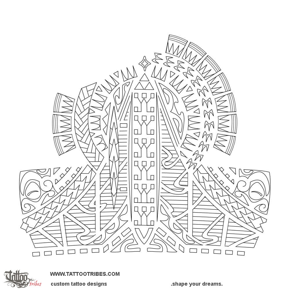 Stencil outline of Hoeana 2, Paddling downloadable hi-res tattoo stencil