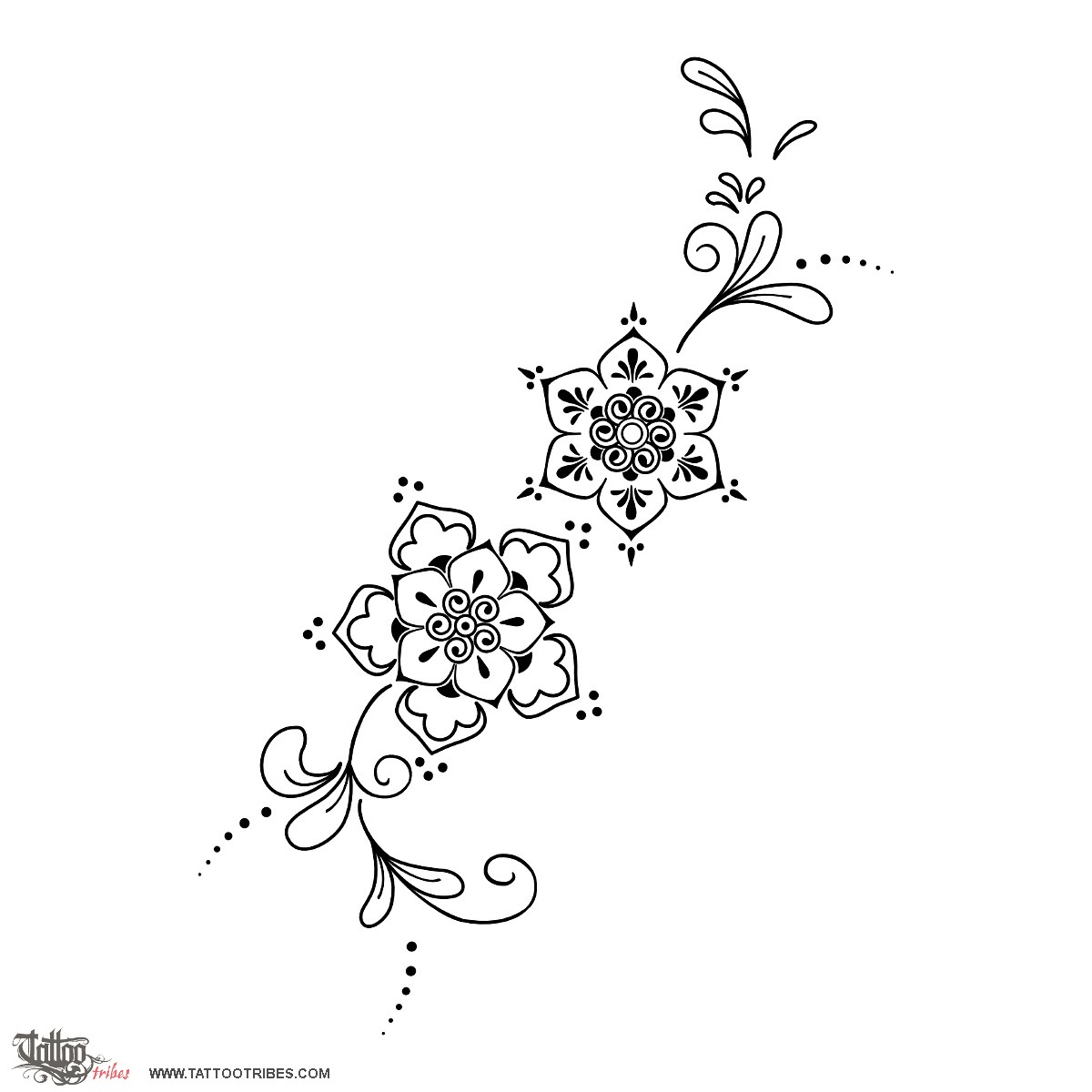Tattoo image of Mehndi flowers, Fertility, rebirth downloadable hi-res tattoo flash design