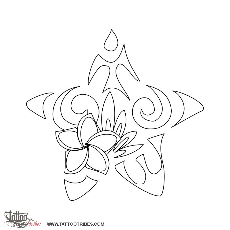 Stencil outline of Family star, Fixed point downloadable hi-res tattoo stencil