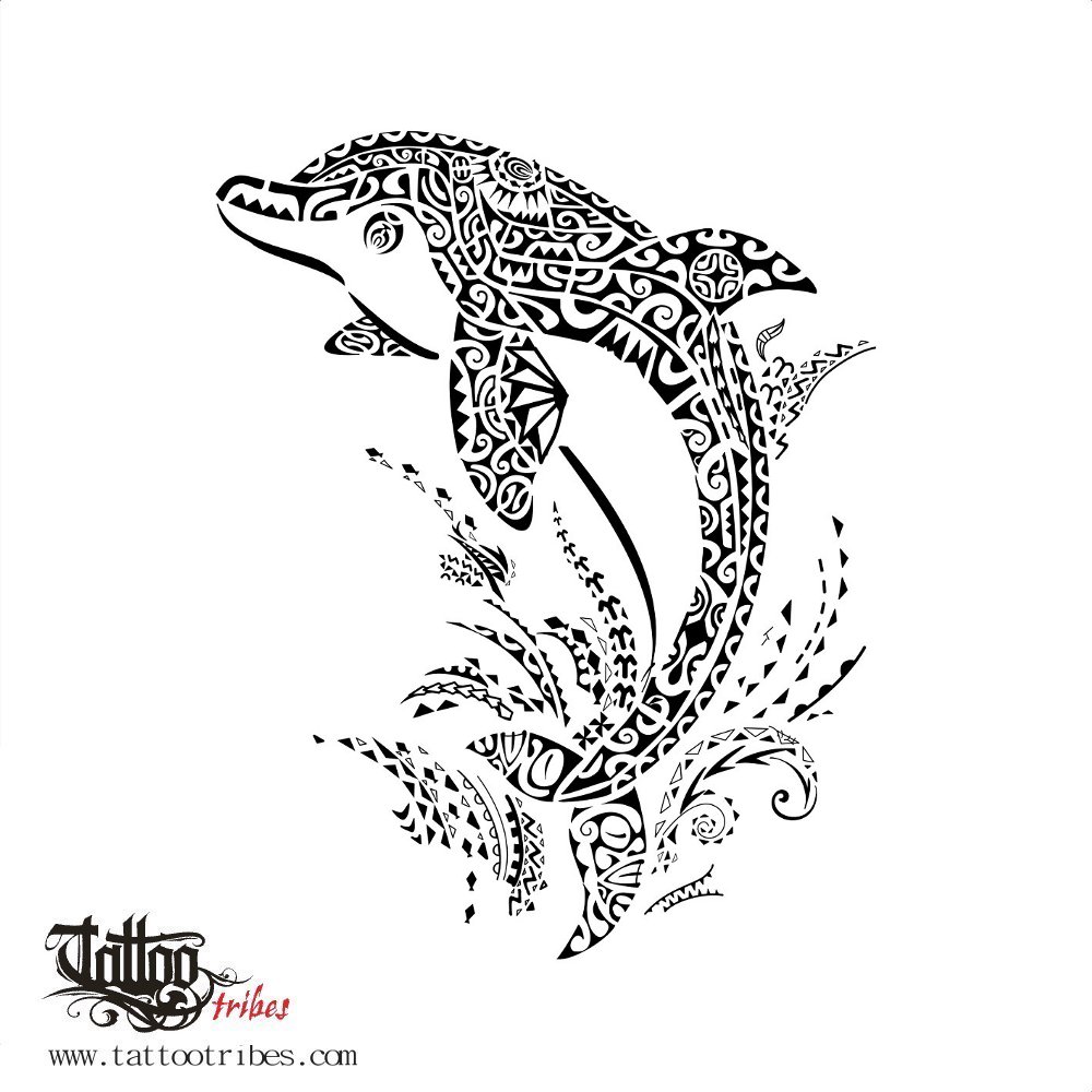 Tattoo image of Tribal dolphin, iJam Fest 2020 downloadable hi-res tattoo flash design