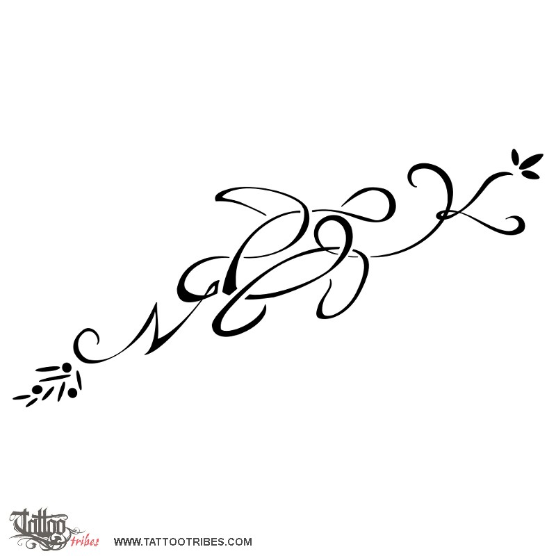 Tattoo image of N+K turtle, Love, protection downloadable hi-res tattoo flash design