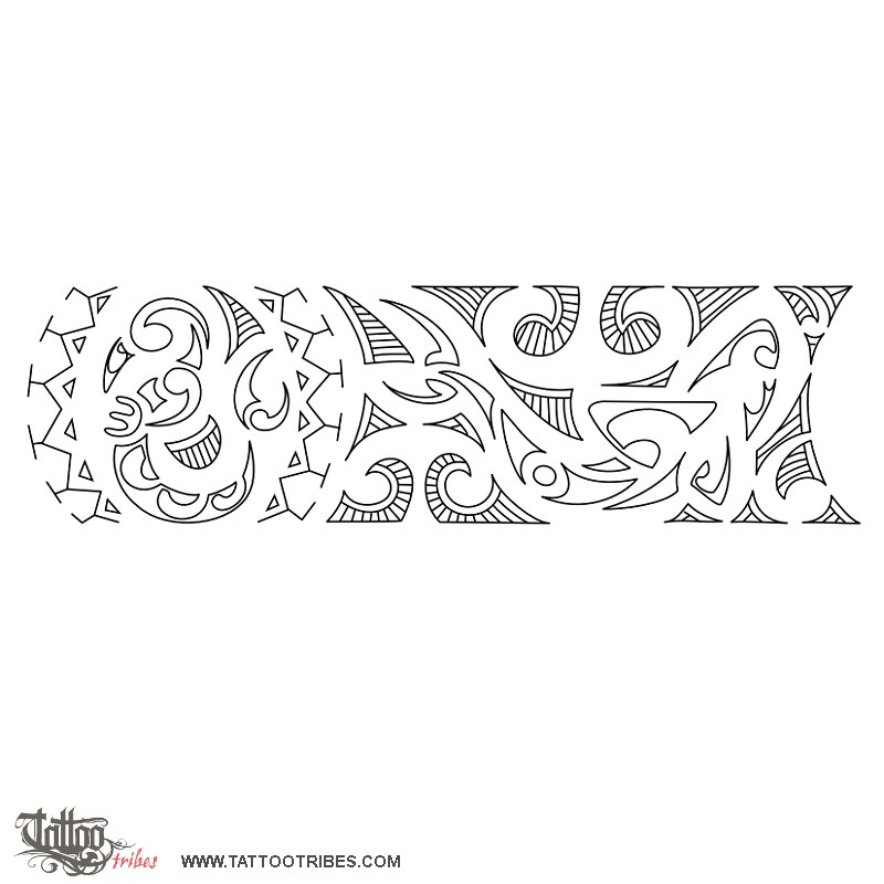Stencil outline of Polynesian wrist band, New start, strength downloadable hi-res tattoo stencil