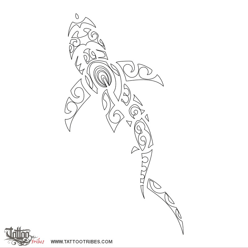Stencil outline of Mango pounamu, Blue shark downloadable hi-res tattoo stencil