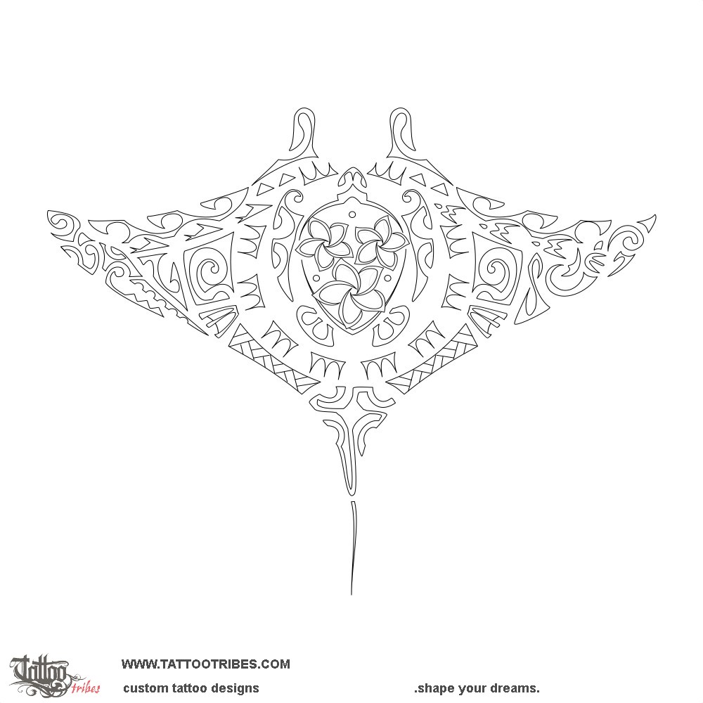 Stencil outline of Raie, Family downloadable hi-res tattoo stencil
