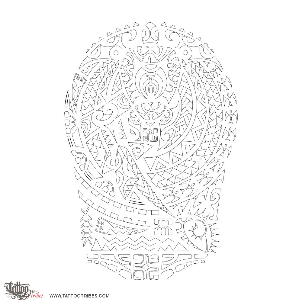Stencil outline of Akitu, Success, top downloadable hi-res tattoo stencil