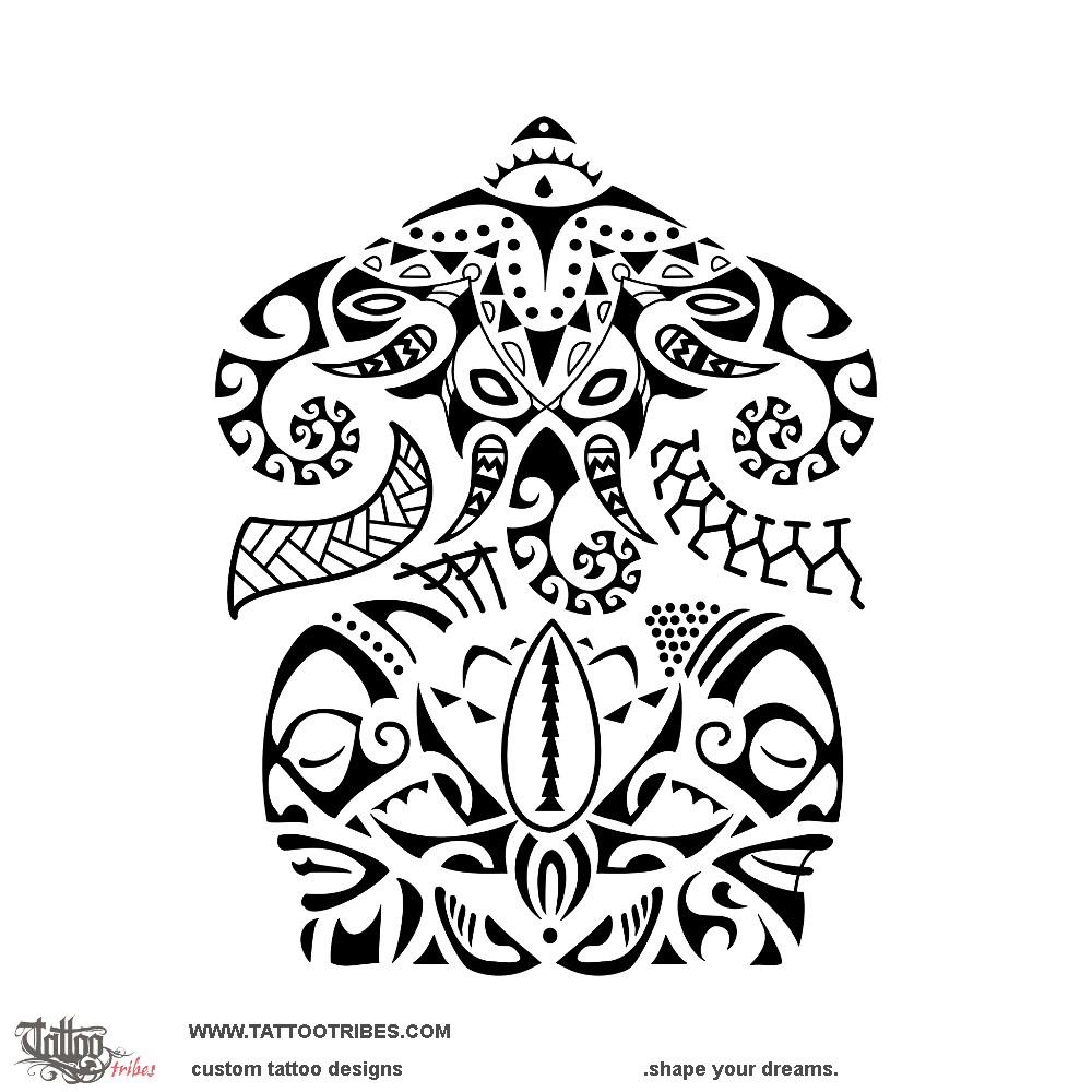Tattoo image of Airavata & lotus, Children downloadable hi-res tattoo flash design