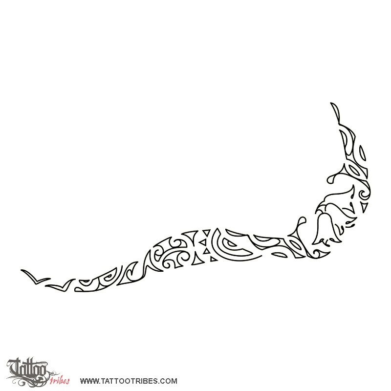 Stencil outline of Mamae kore, Free from pain downloadable hi-res tattoo stencil