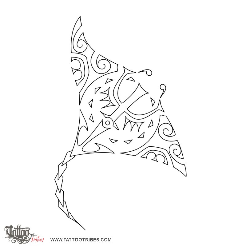 Stencil outline of Manta ray, Fresh start downloadable hi-res tattoo stencil