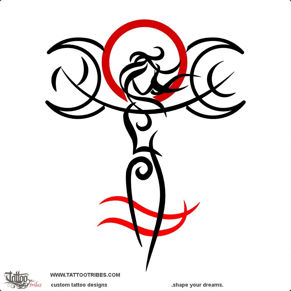 Tattoo image of Selene, Moon goddess downloadable hi-res tattoo flash design