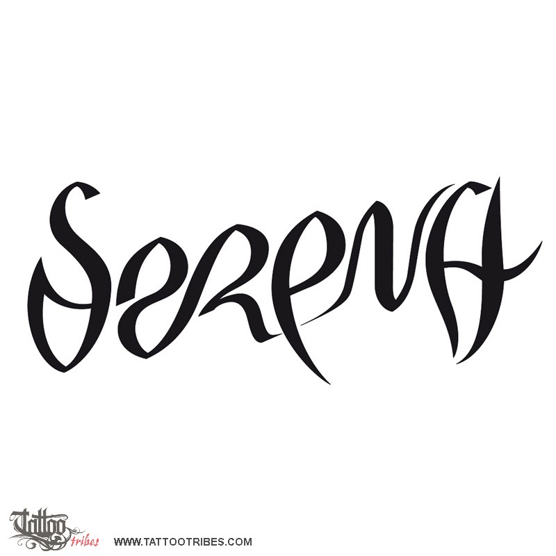 Tattoo image of Serena/Andrea, Ambigram downloadable hi-res tattoo flash design