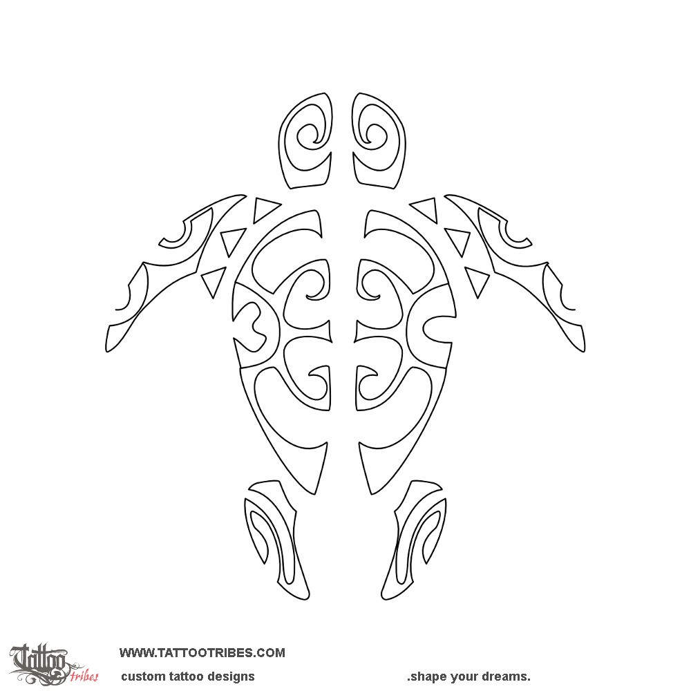 Stencil outline of Split turtle, Couple downloadable hi-res tattoo stencil