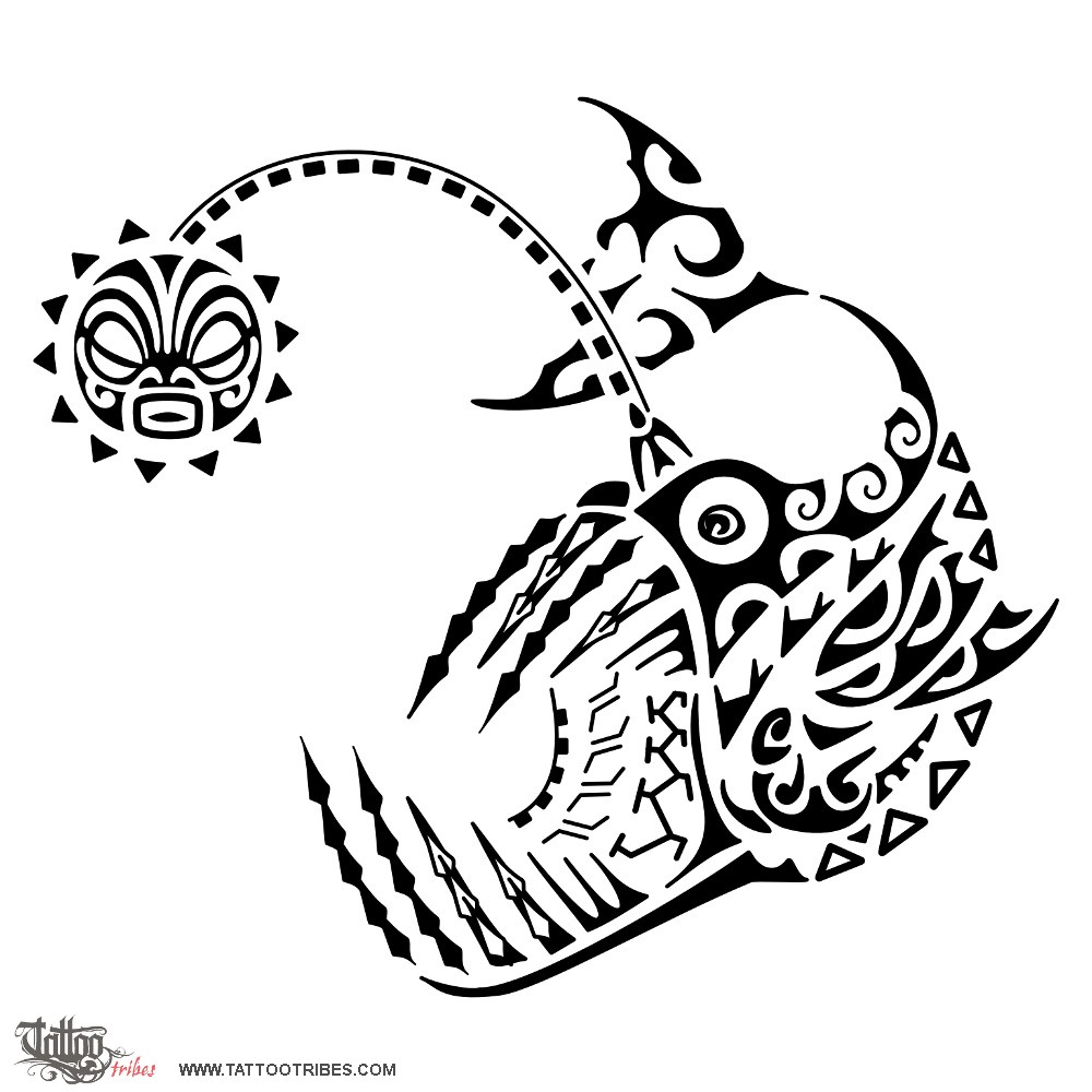 Tattoo image of Angler fish, Light in darkness downloadable hi-res tattoo flash design