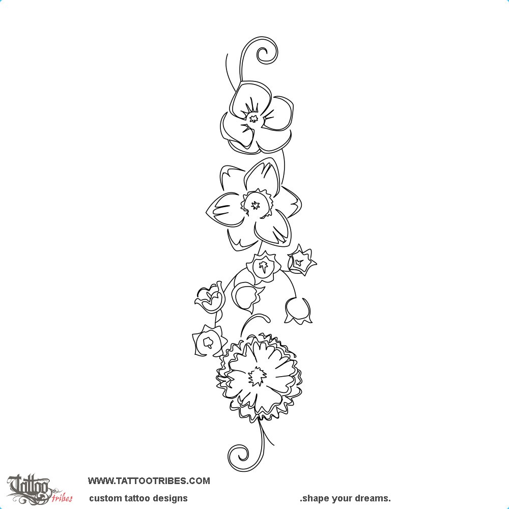 Stencil outline of Birth flowers, Union downloadable hi-res tattoo stencil