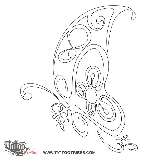 Stencil outline of Butterfly, Symbols downloadable hi-res tattoo stencil