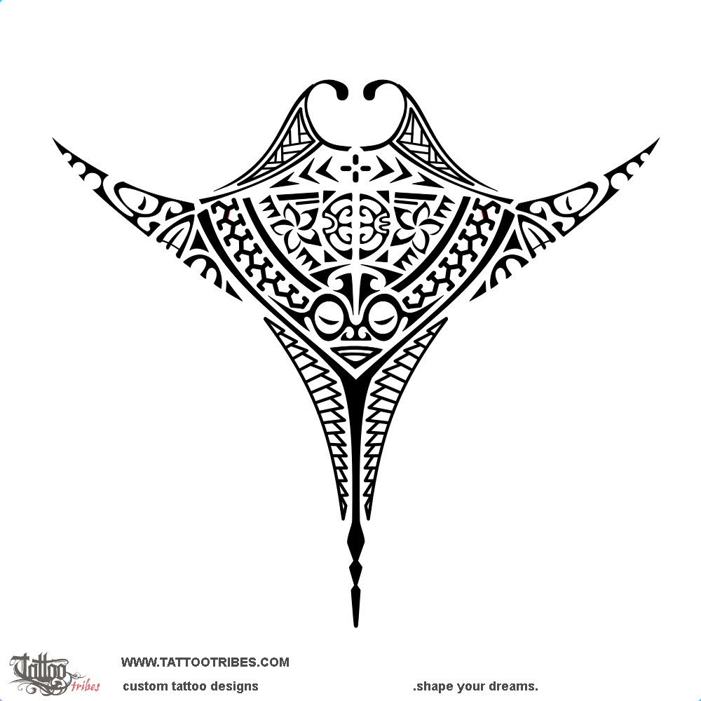 Tattoo image of Hai, Manta ray downloadable hi-res tattoo flash design