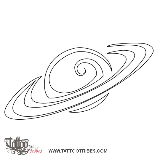 Stencil outline of Saturn, Karma, trials downloadable hi-res tattoo stencil