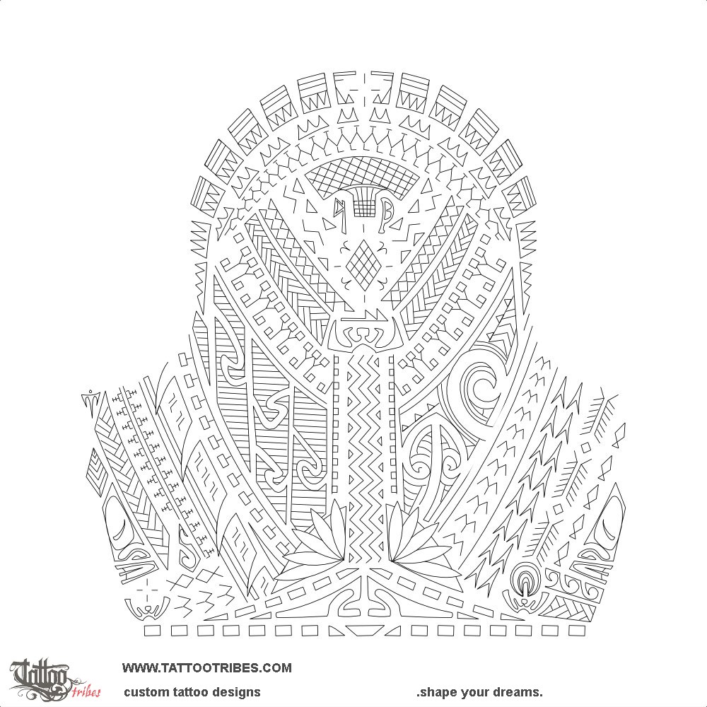 Stencil outline of A'o, To learn downloadable hi-res tattoo stencil