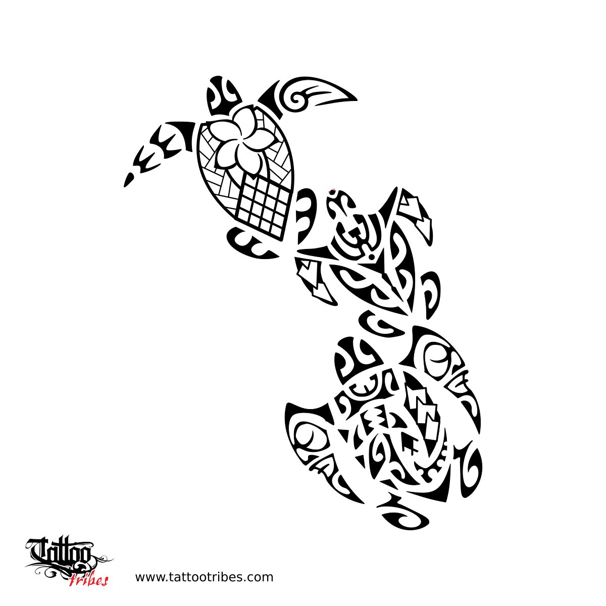 three polynesian turtles family tattoo flash downloadable hi-res tattoo flash design