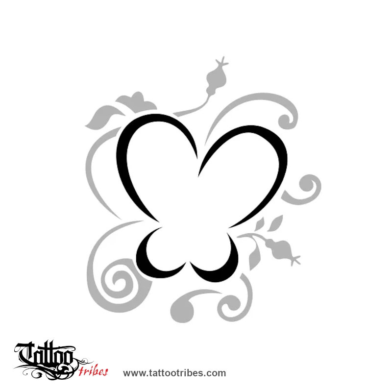 Tattoo image of simple tribal butterfly, Soul, transformation downloadable hi-res tattoo flash design