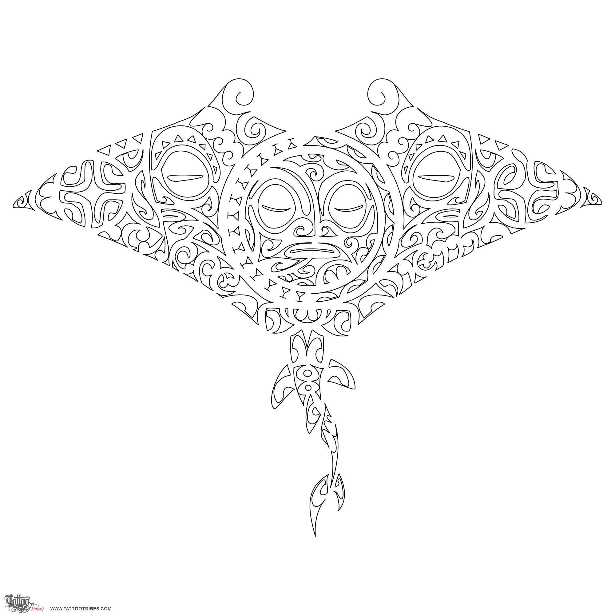 Stencil outline of Manta backpiece, Carpe diem downloadable hi-res tattoo stencil