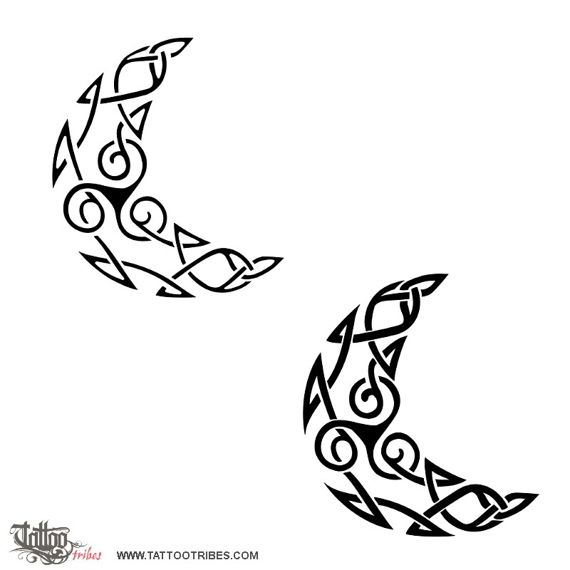 Tattoo image of Triskell Moon, Femininity, eternity downloadable hi-res tattoo flash design