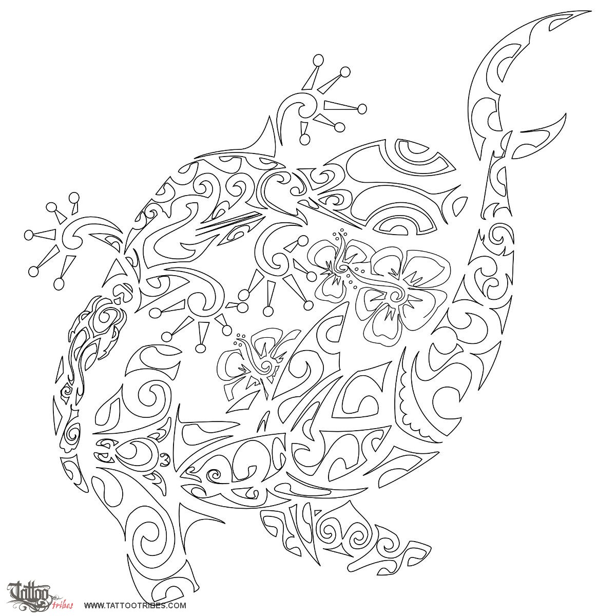 Stencil outline of Kai, Sea downloadable hi-res tattoo stencil