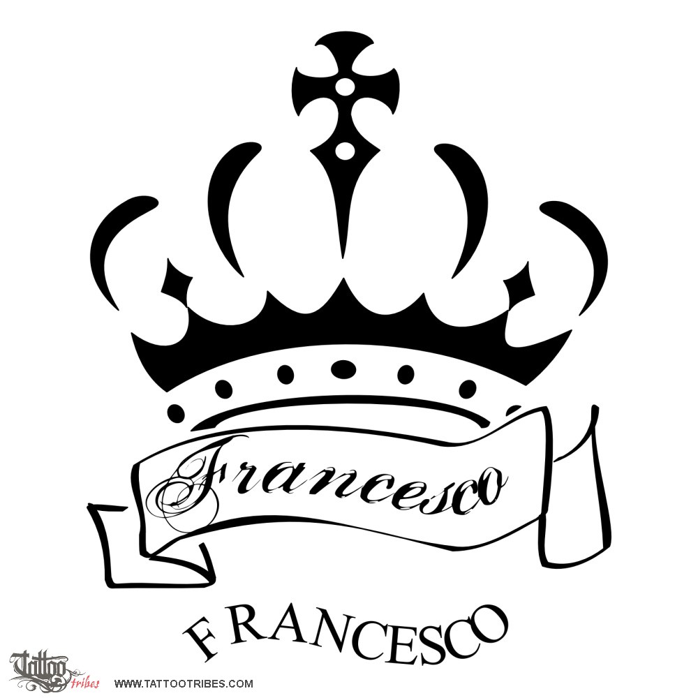 Tattoo image of Crown and banner, Royalty downloadable hi-res tattoo flash design