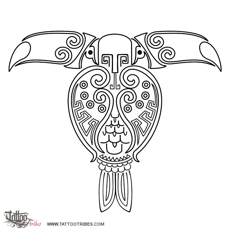 Tattoo image of Double-headed toucan, Communication to the gods downloadable hi-res tattoo flash design