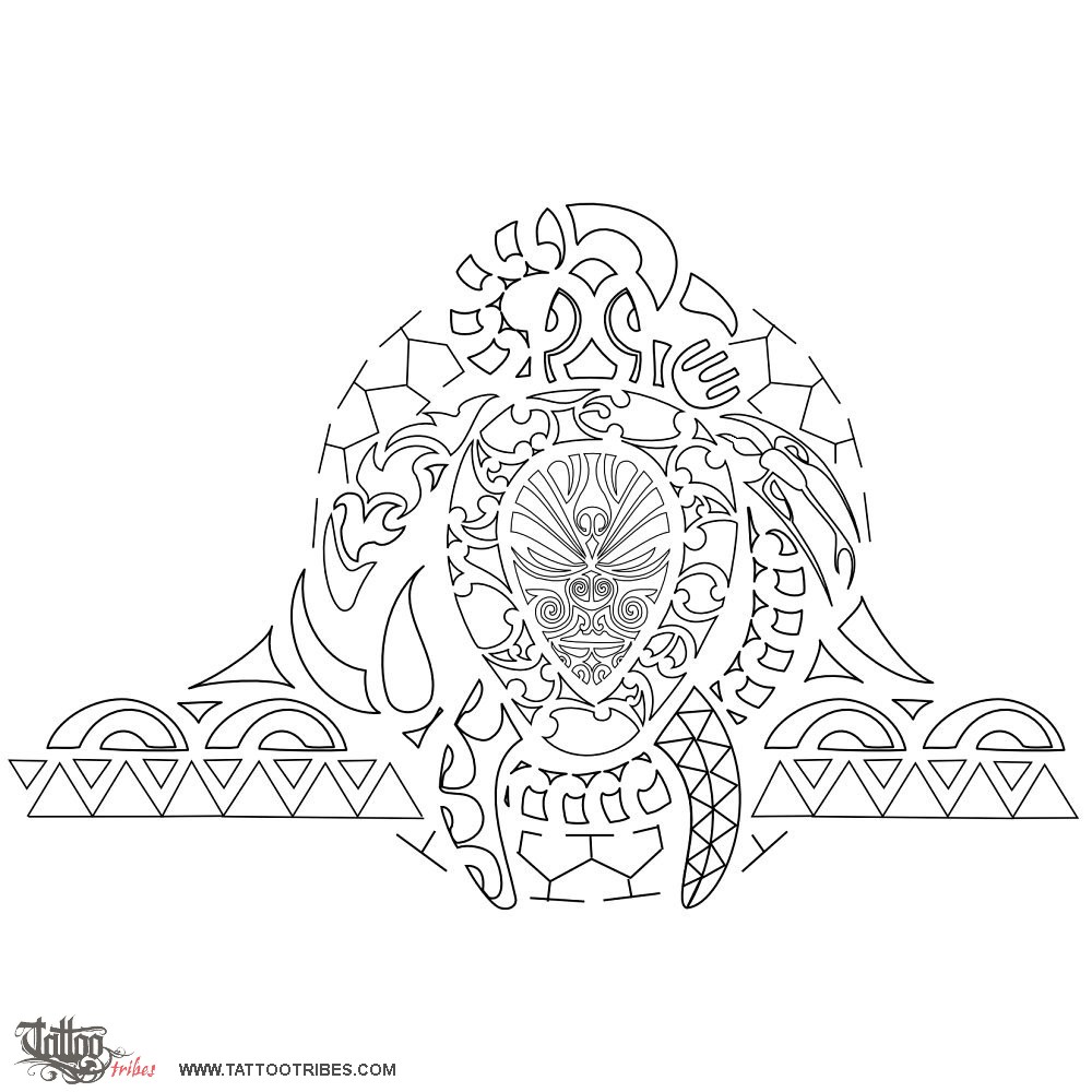 Stencil outline of Marangai, Elements downloadable hi-res tattoo stencil