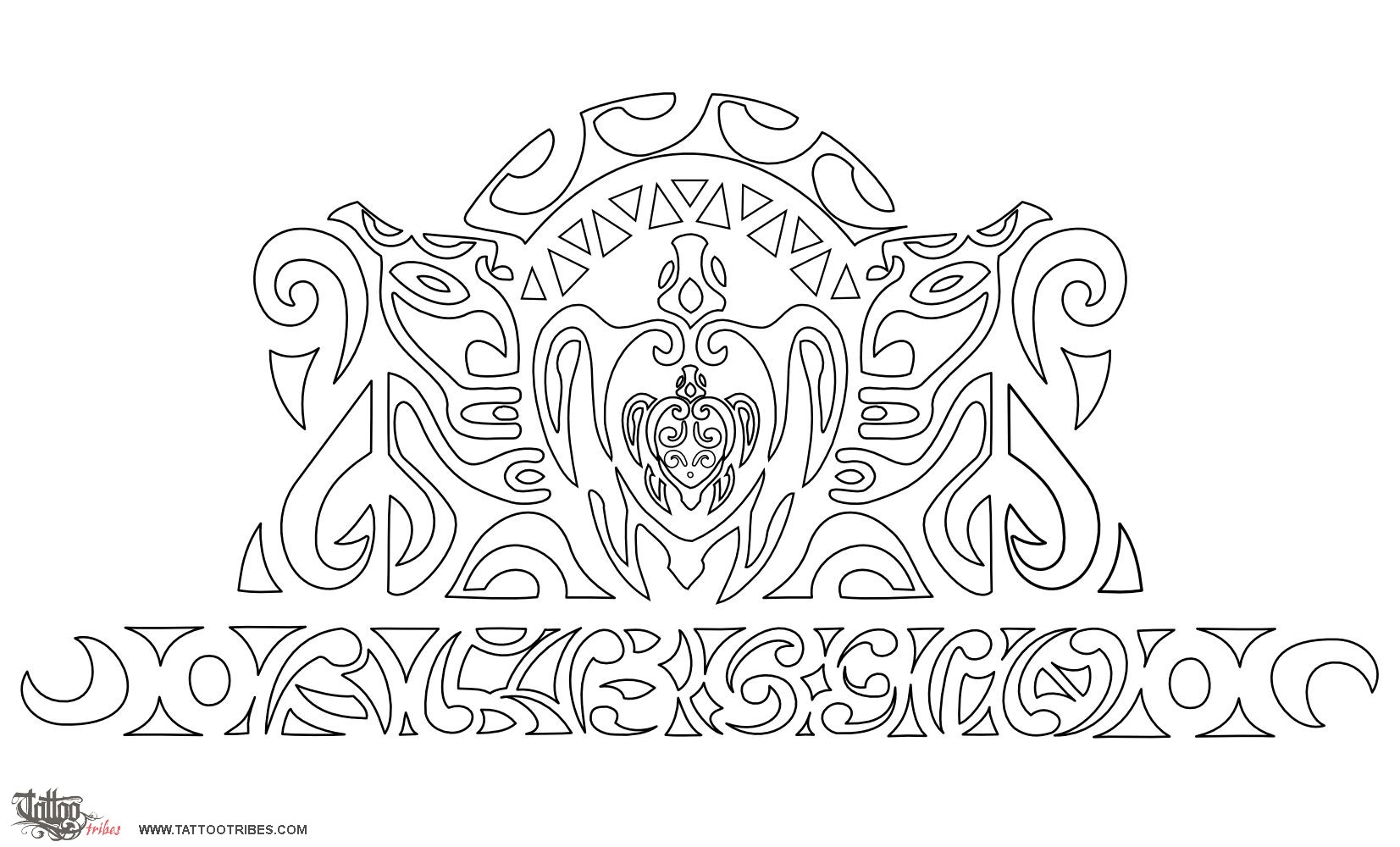 Stencil outline of Family protection, Alessio maorigram downloadable hi-res tattoo stencil