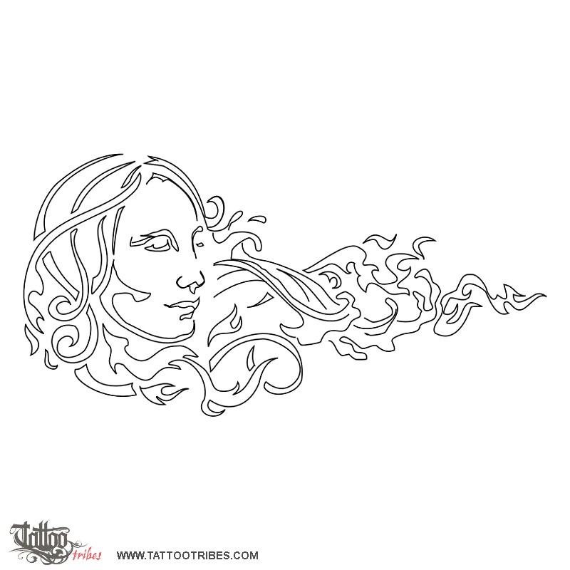 Stencil outline of Gilda, Future, opposites downloadable hi-res tattoo stencil