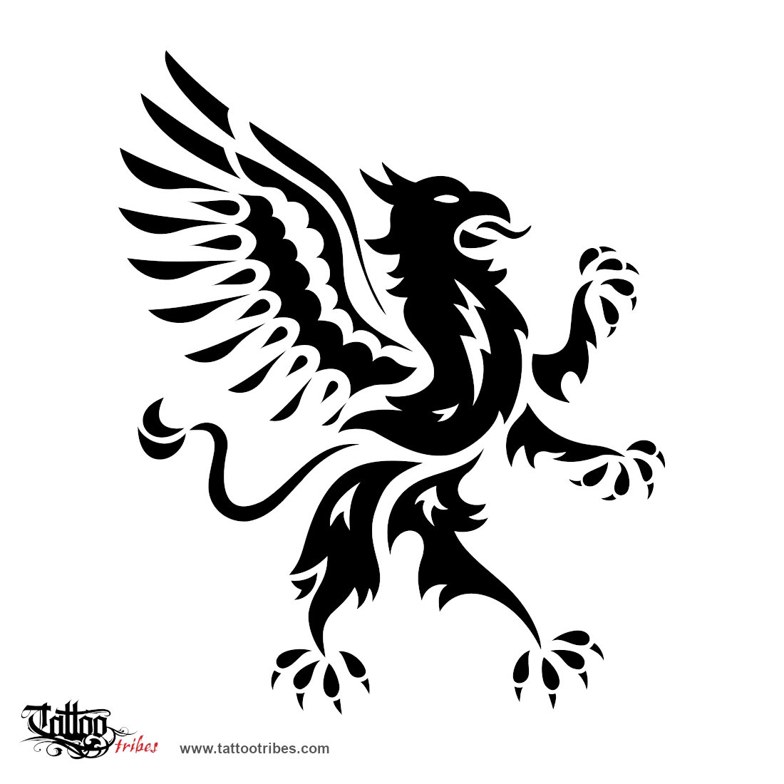 Tattoo image of Griffin, Power and perfection. Vigilance. downloadable hi-res tattoo flash design