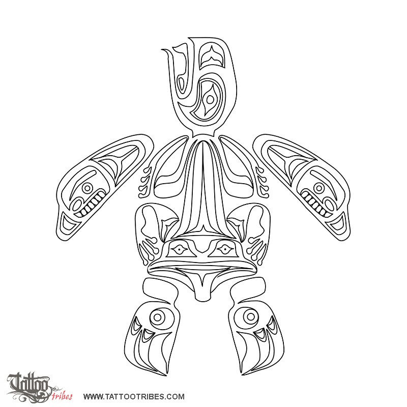Stencil outline of Frog turtle, Transformation, life downloadable hi-res tattoo stencil